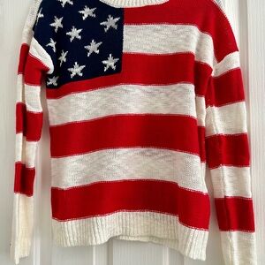 Vibrant American Flag Crew Neck Sweater